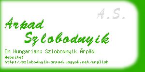 arpad szlobodnyik business card